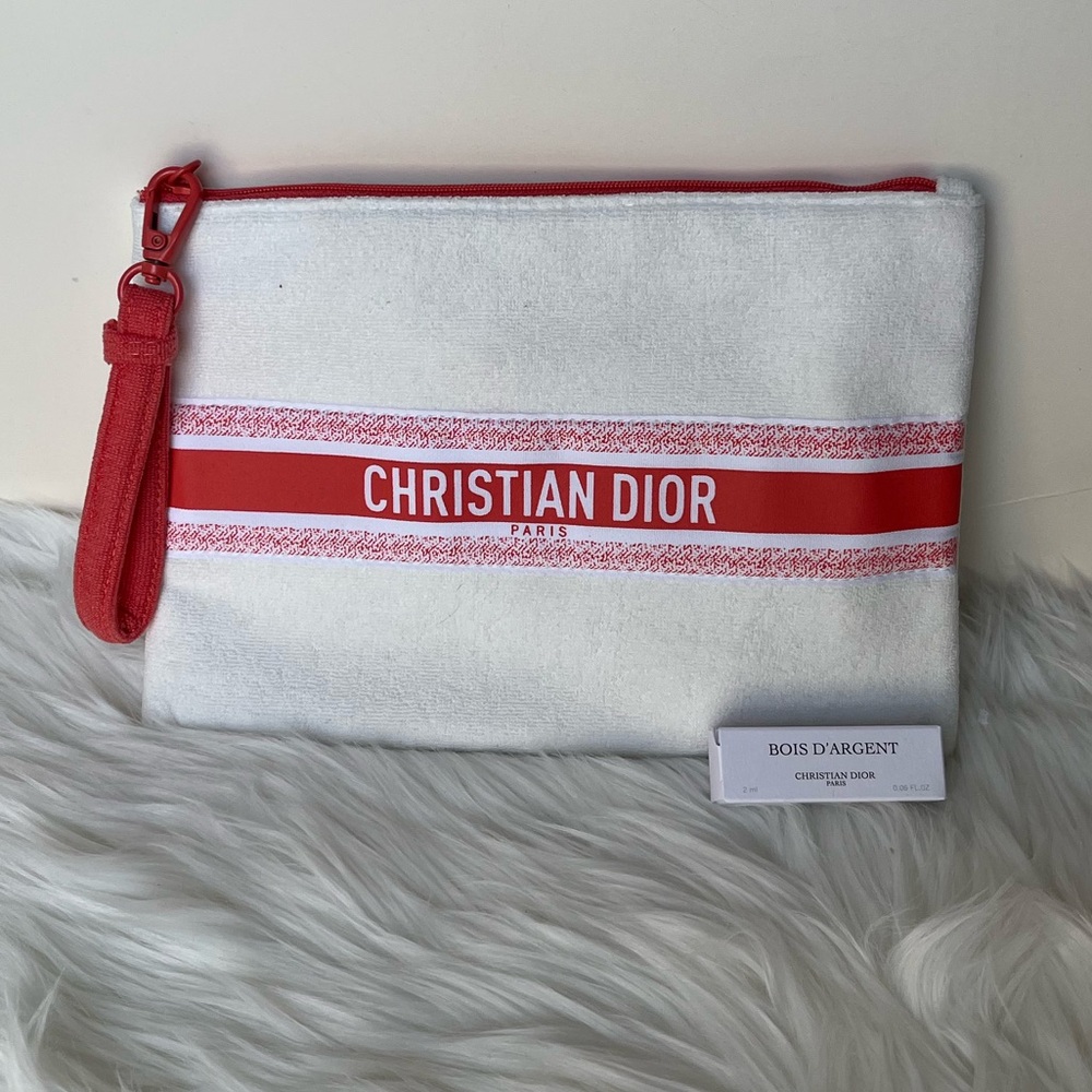 Christian Dior White and Red Clutch/wristlet